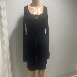 Guess Black Ribbed Bodycon Dress Long Sleeve new with tags size S